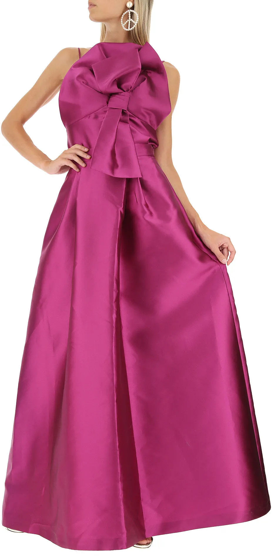 Alberta Ferretti Bow Detailed Satin Top