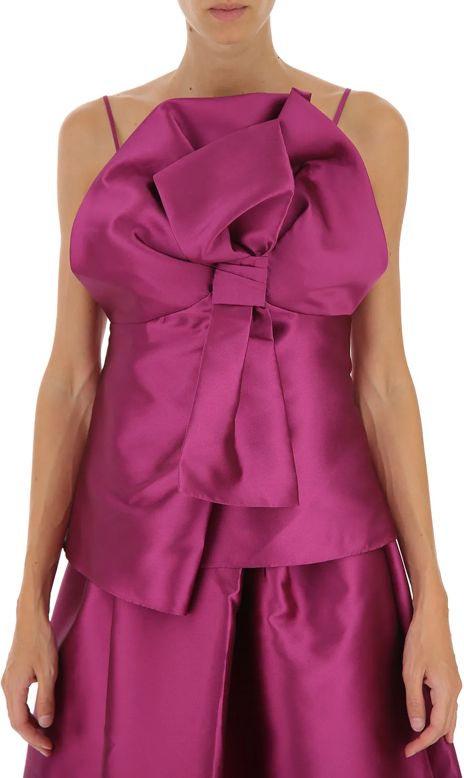 Alberta Ferretti Bow Detailed Satin Top