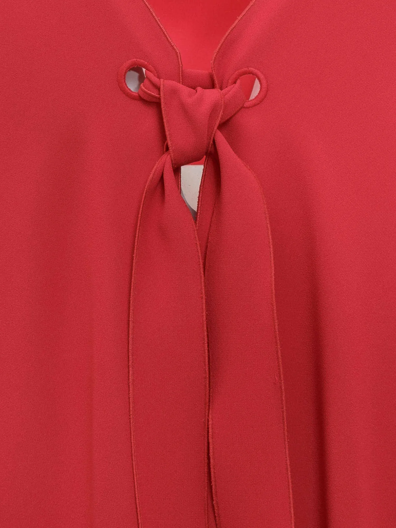 Alberta Ferretti Draped-Sleeve Crewneck Dress