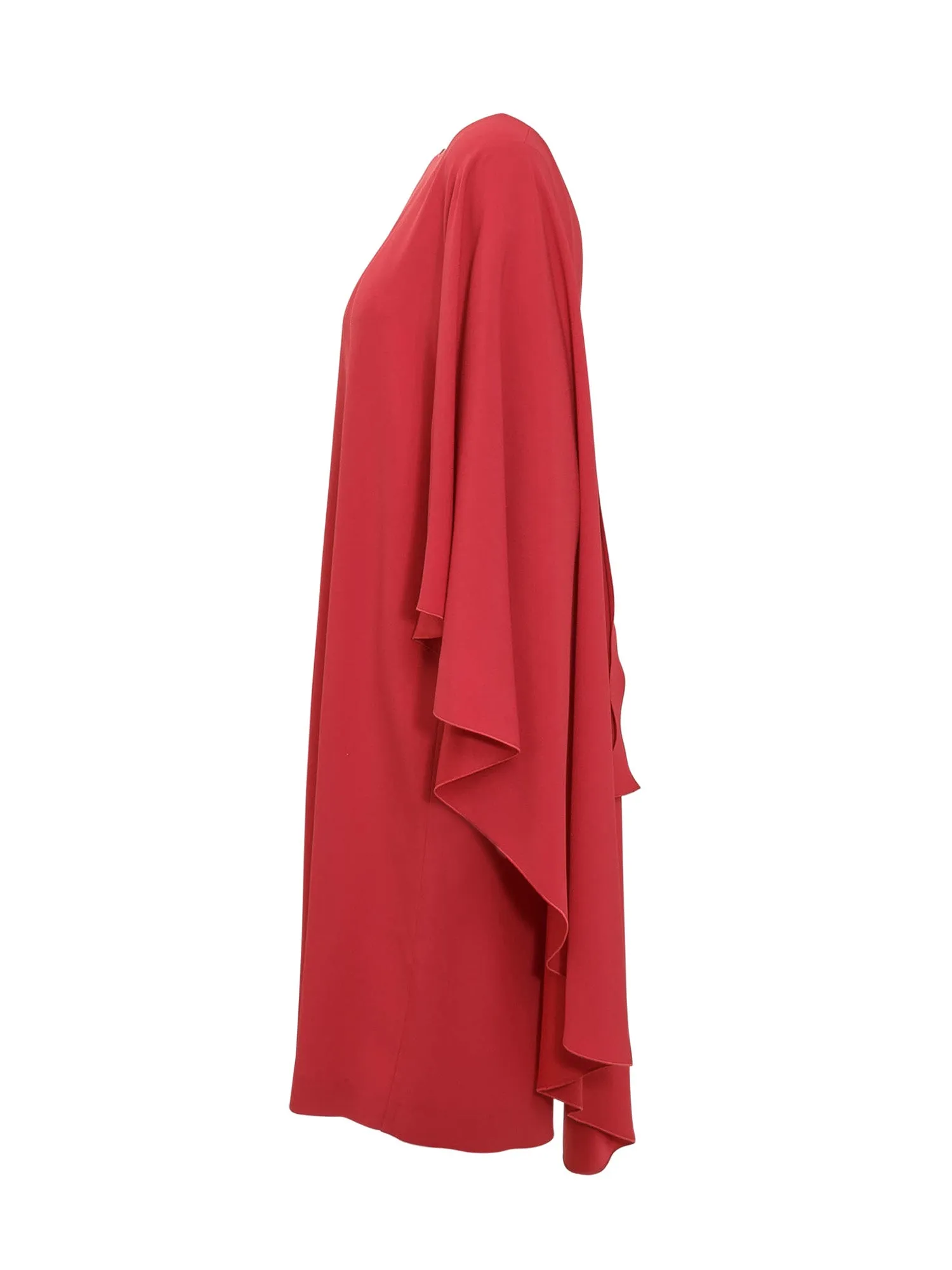 Alberta Ferretti Draped-Sleeve Crewneck Dress