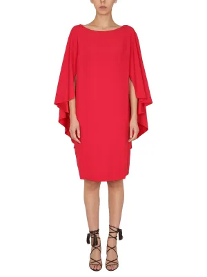 Alberta Ferretti Draped-Sleeve Crewneck Dress