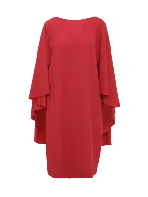 Alberta Ferretti Draped-Sleeve Crewneck Dress