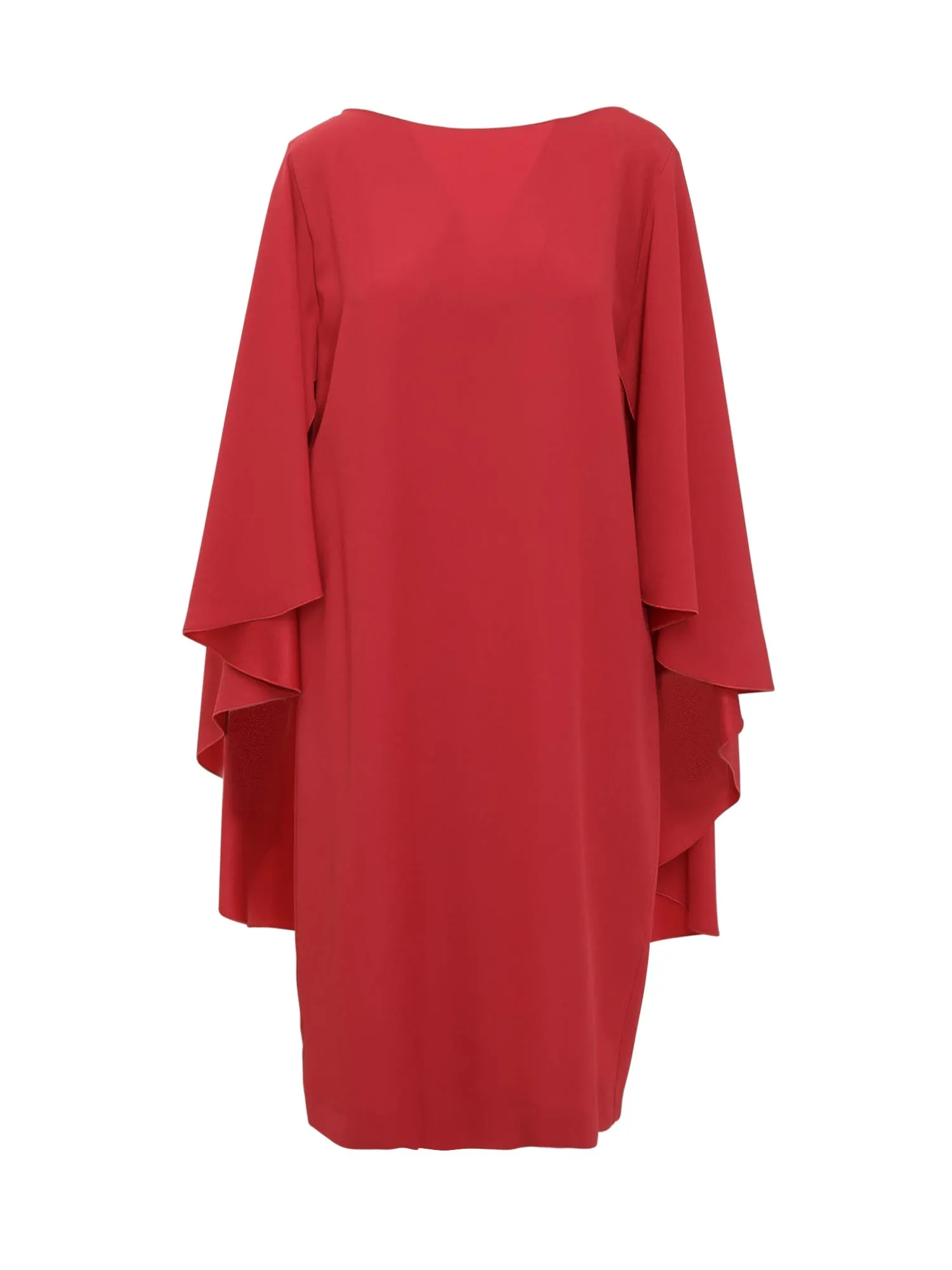 Alberta Ferretti Draped-Sleeve Crewneck Dress