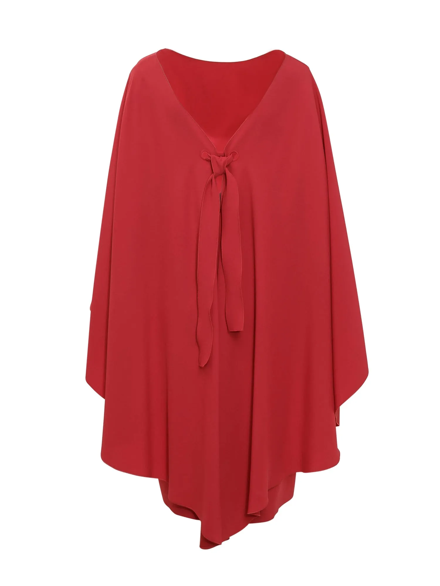 Alberta Ferretti Draped-Sleeve Crewneck Dress