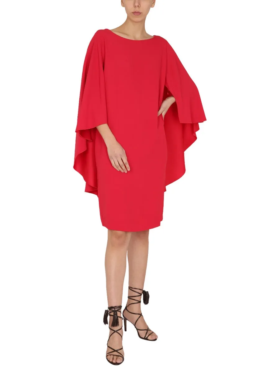 Alberta Ferretti Draped-Sleeve Crewneck Dress