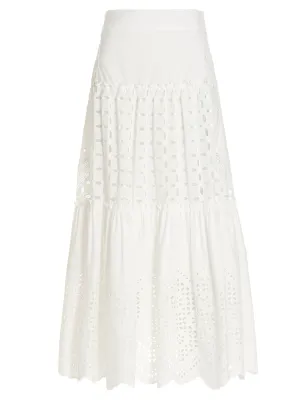 Alberta Ferretti High Waist Tiered Skirt