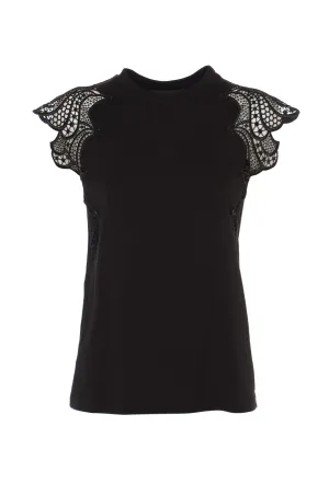 Alberta Ferretti Lace Detail Crewneck Top