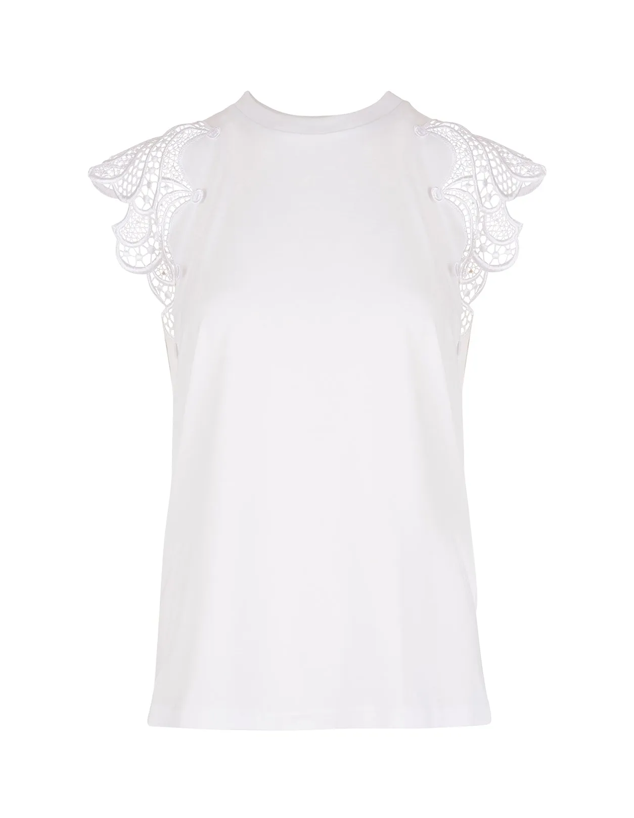 Alberta Ferretti Lace Detail Crewneck Top