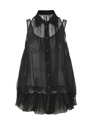Alberta Ferretti Ruffle Trim Sleeveless Shirt