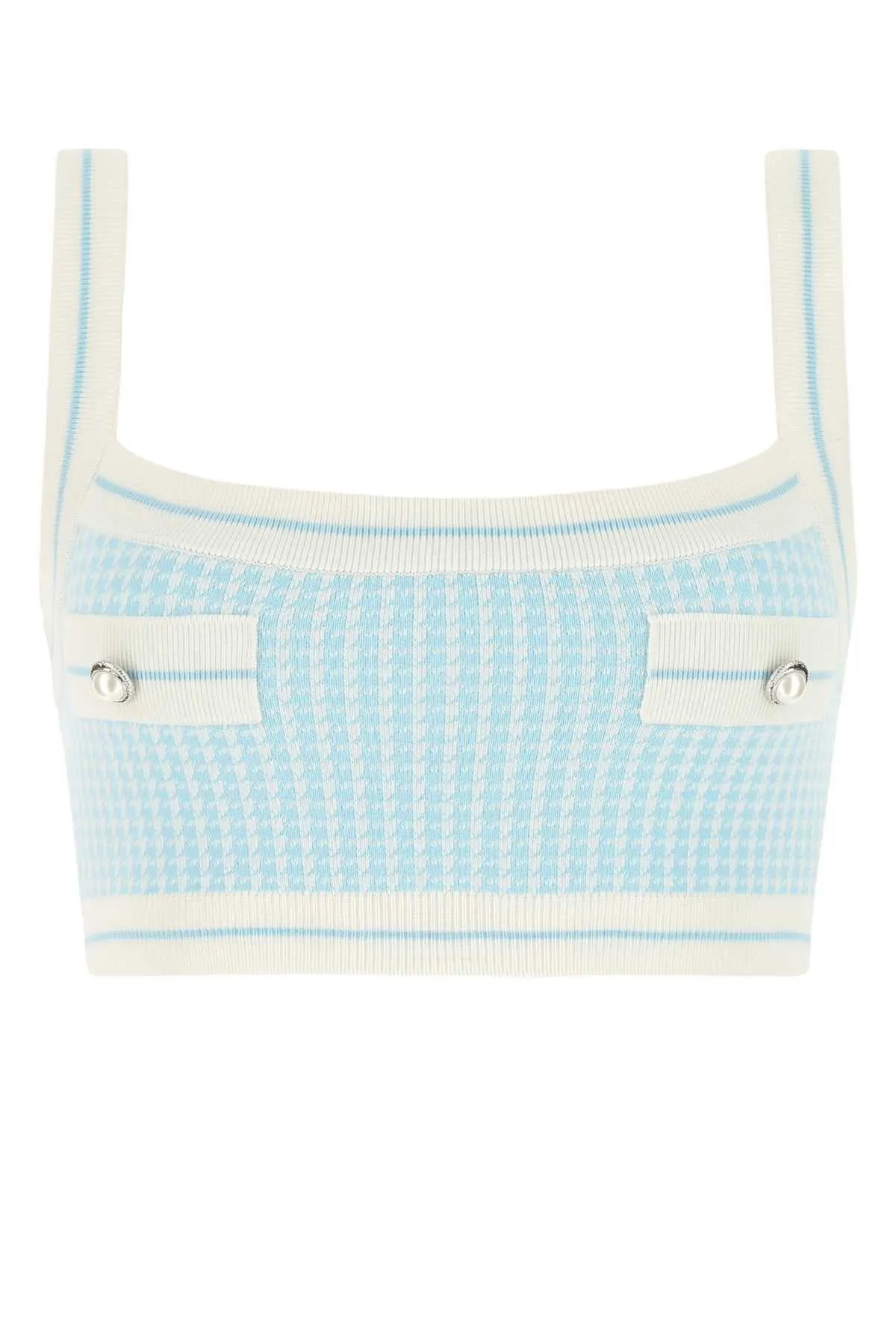 Alessandra Rich Button Detailed Knitted Crop Top