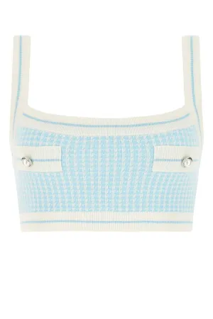 Alessandra Rich Button Detailed Knitted Crop Top