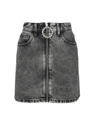 Alessandra Rich Crystal-Embellished Denim Mini Skirt