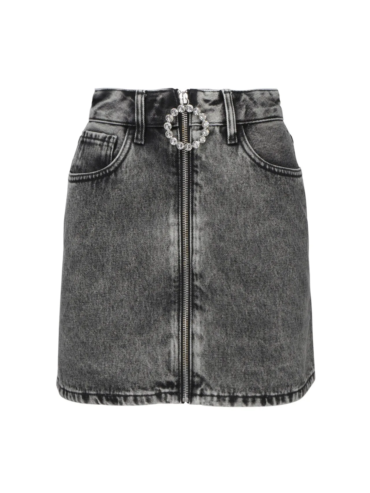 Alessandra Rich Crystal-Embellished Denim Mini Skirt
