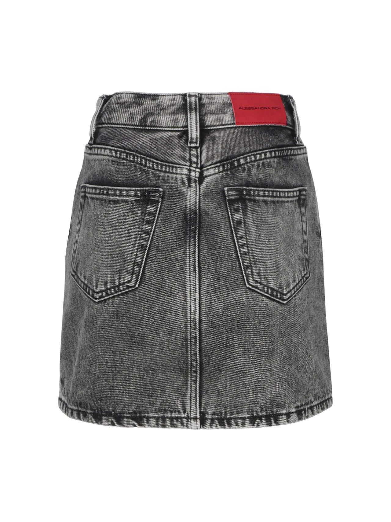 Alessandra Rich Crystal-Embellished Denim Mini Skirt