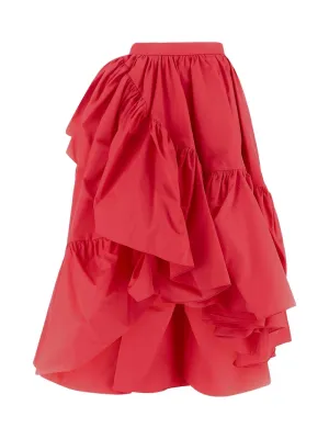Alexander McQueen Asymmetric Ruffled Midi Skirt