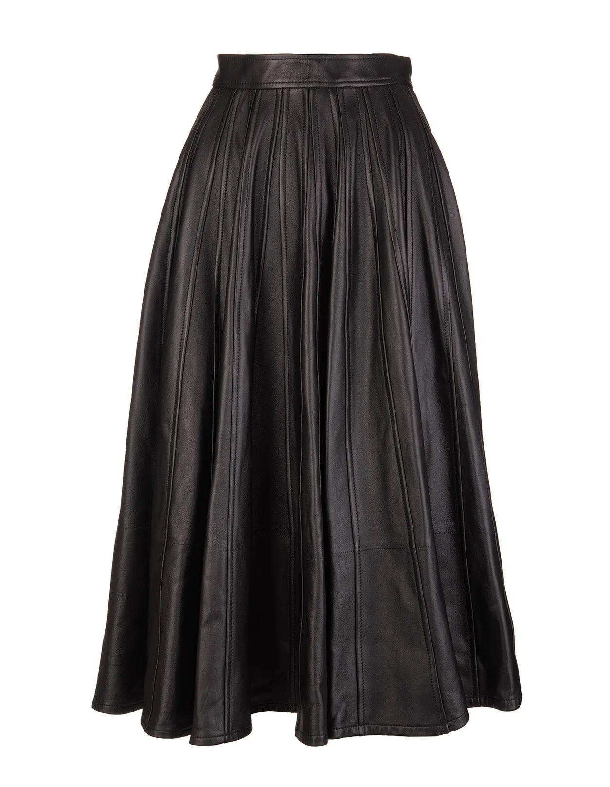 Alexander McQueen Flared Leather Midi Skirt