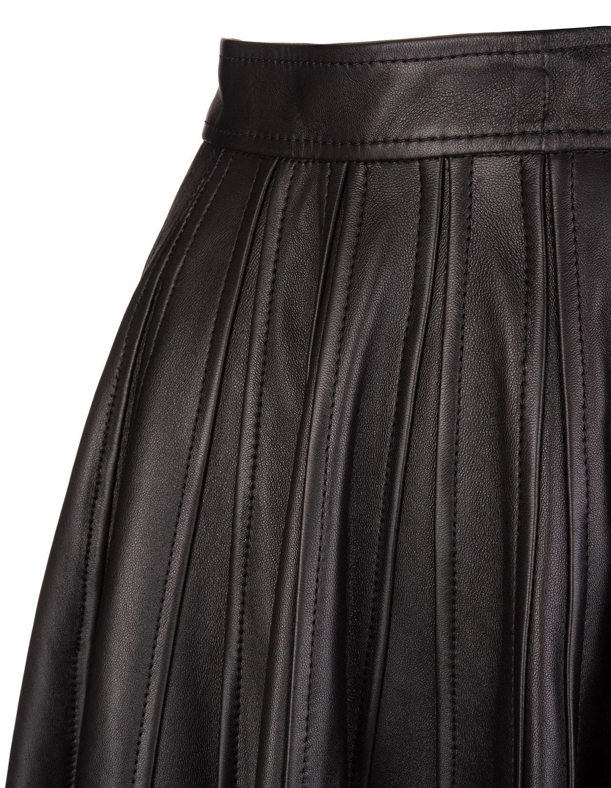 Alexander McQueen Flared Leather Midi Skirt