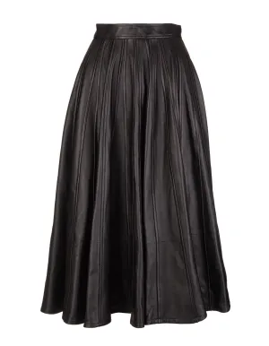 Alexander McQueen Flared Leather Midi Skirt