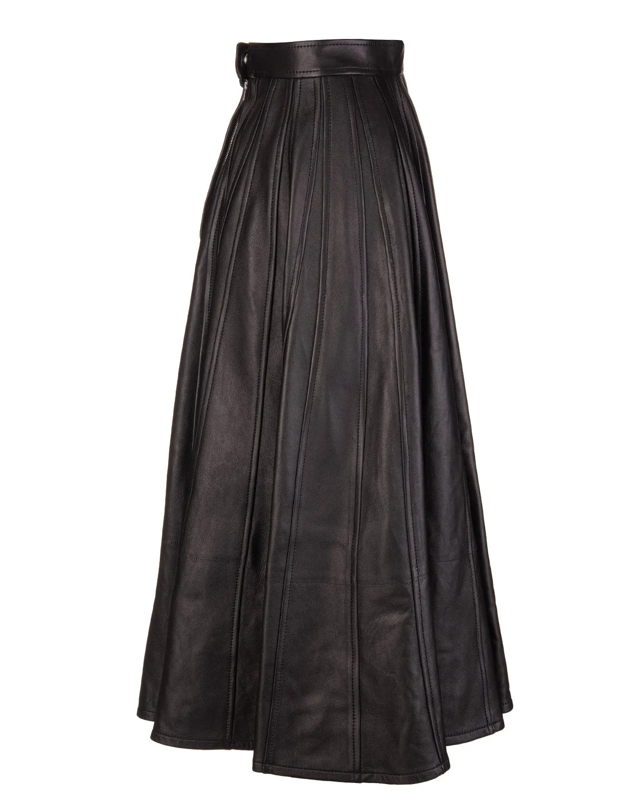 Alexander McQueen Flared Leather Midi Skirt