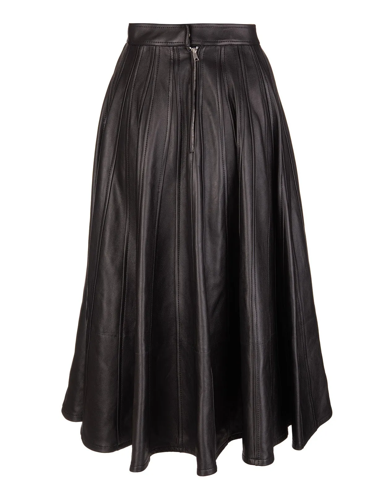 Alexander McQueen Flared Leather Midi Skirt