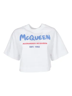 Alexander McQueen Graffiti Logo Cropped T-Shirt