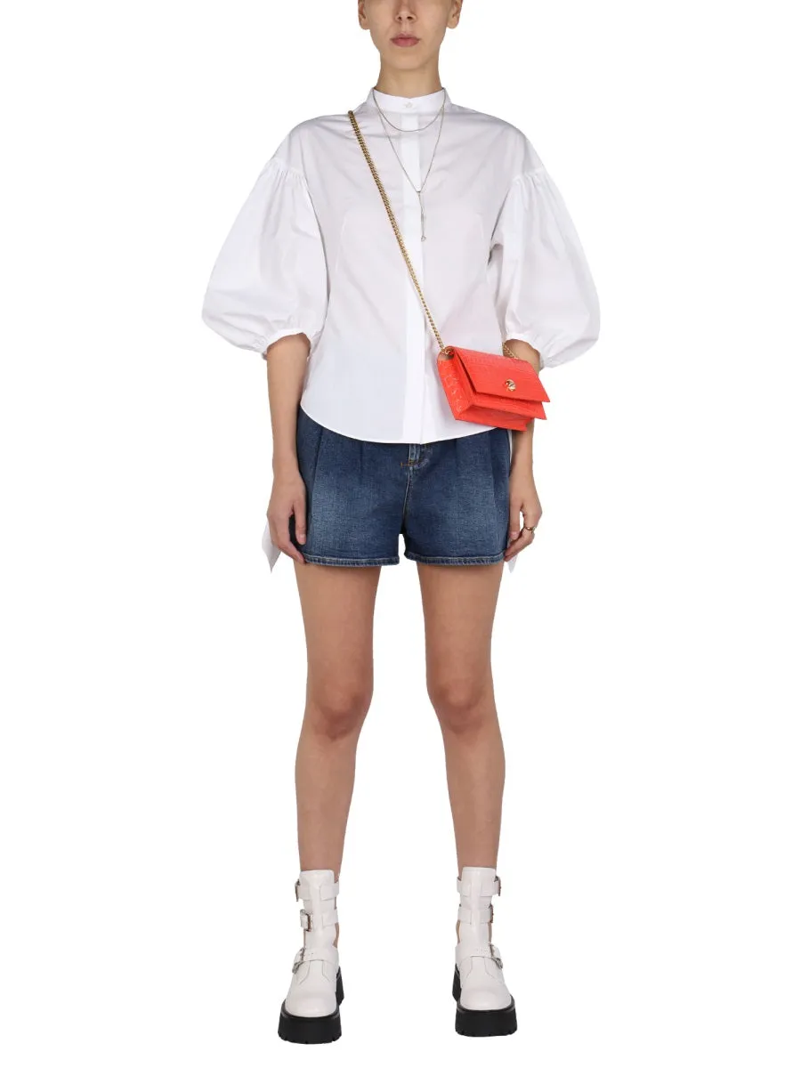 Alexander McQueen High-Waist Washed Denim Shorts