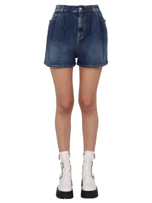 Alexander McQueen High-Waist Washed Denim Shorts