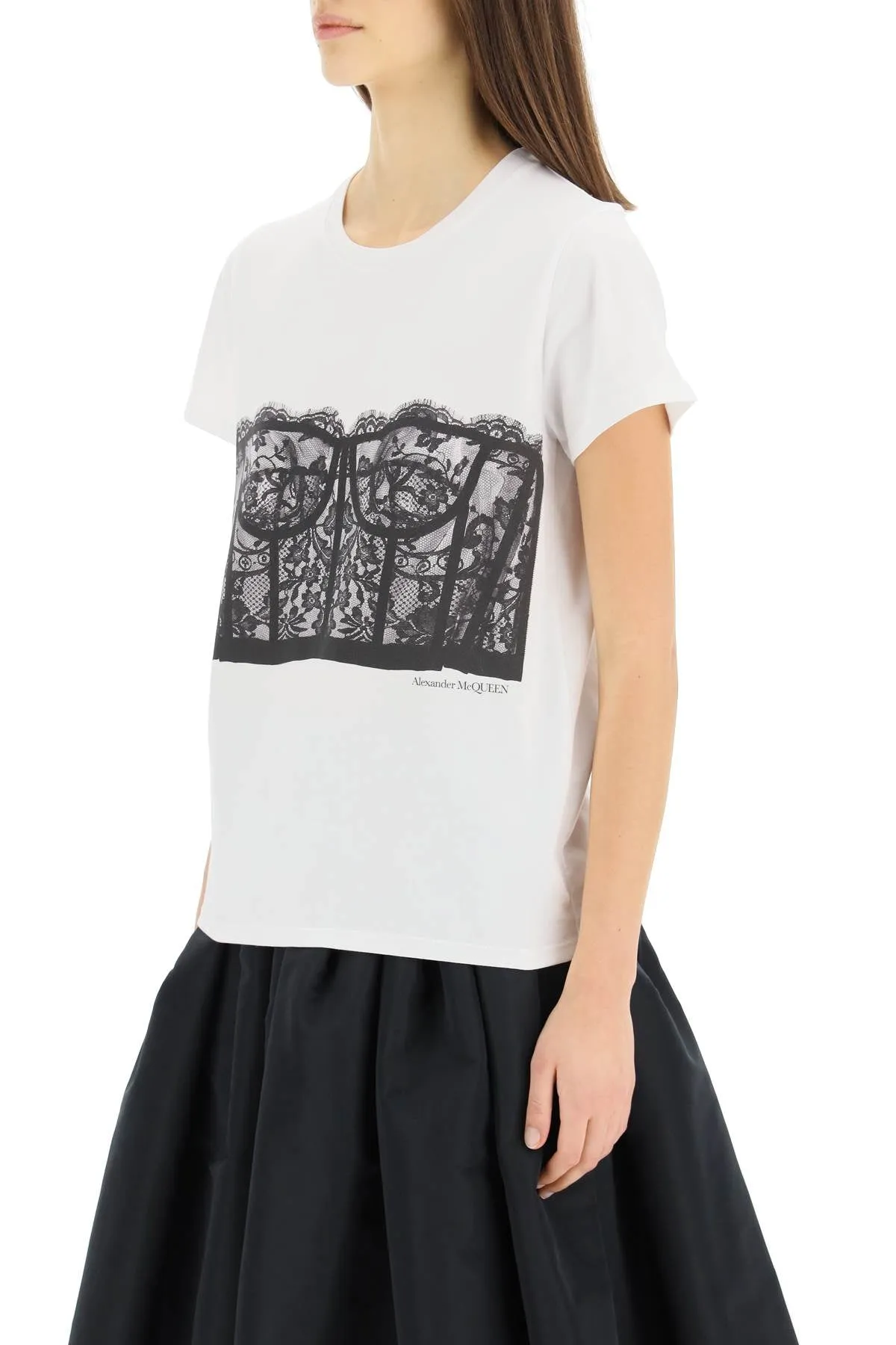 Alexander McQueen Lace Corset Printed T-Shirt