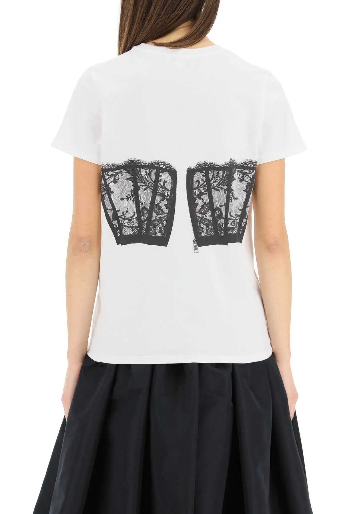 Alexander McQueen Lace Corset Printed T-Shirt