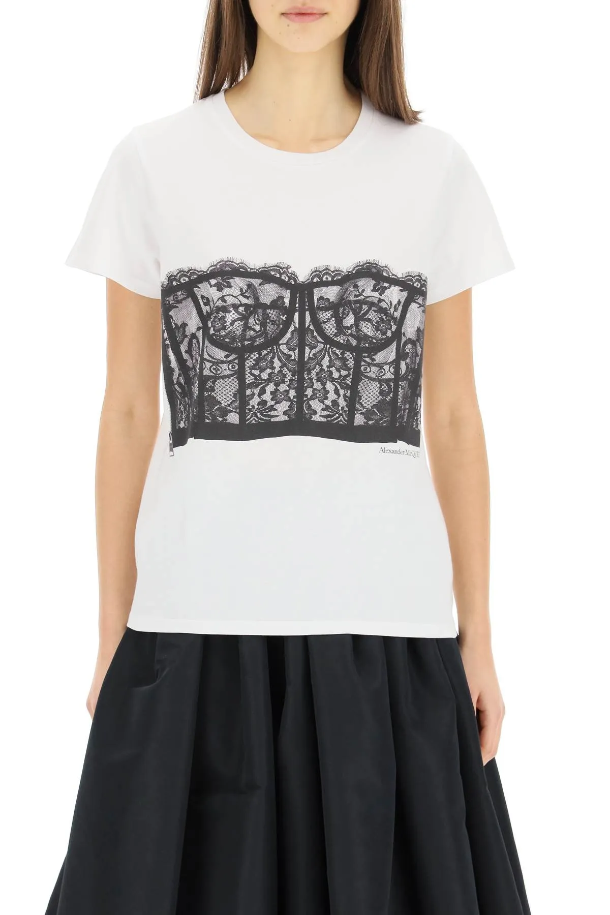 Alexander McQueen Lace Corset Printed T-Shirt