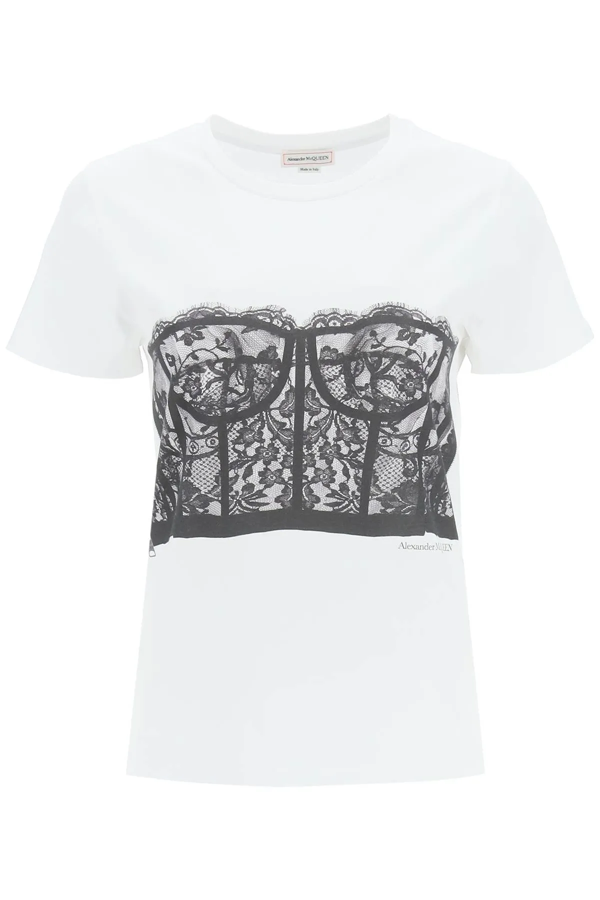 Alexander McQueen Lace Corset Printed T-Shirt
