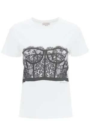 Alexander McQueen Lace Corset Printed T-Shirt