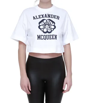 Alexander McQueen Logo Printed Cropped T-Shirt