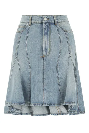 Alexander McQueen Pleated Denim Midi Skirt