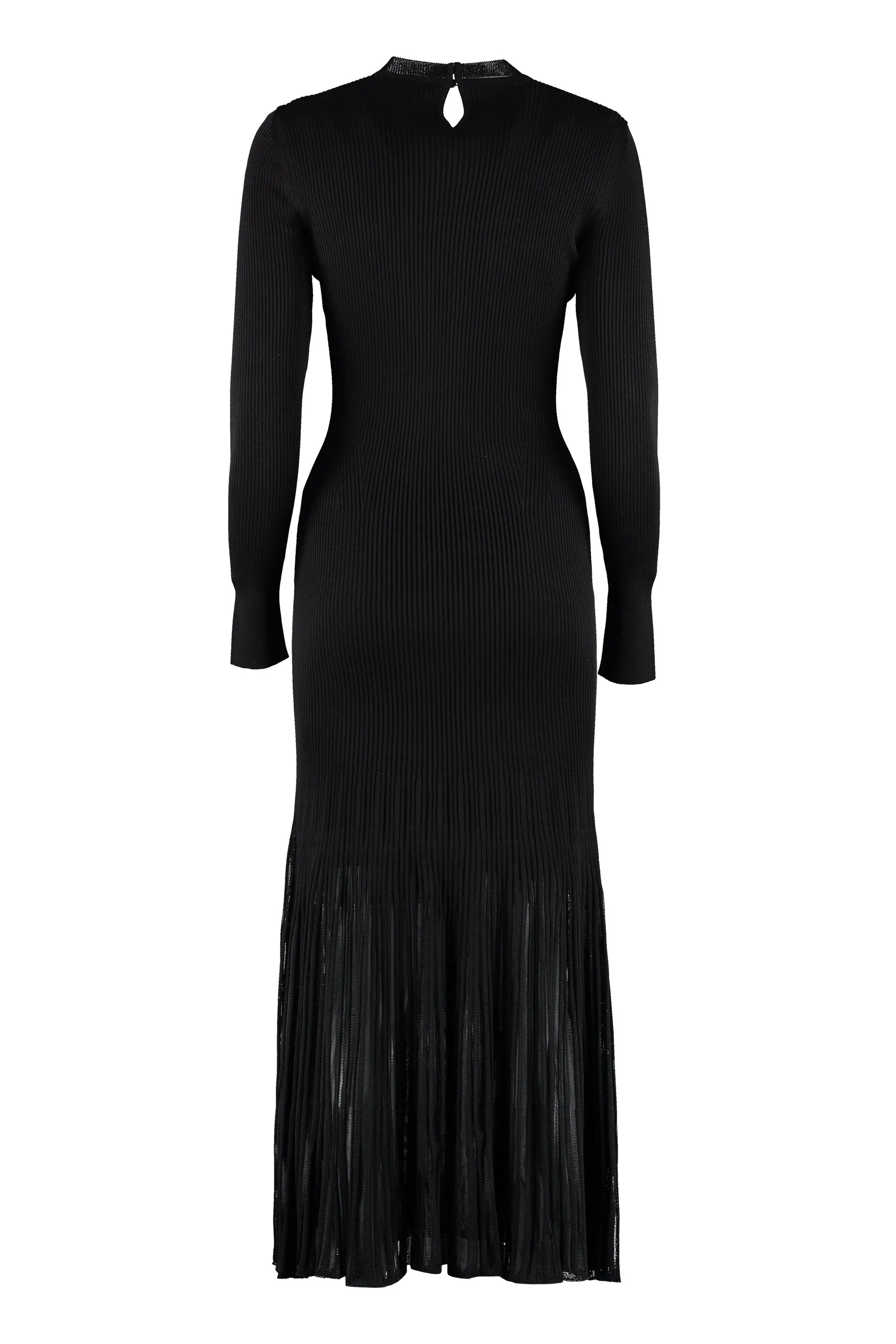 Alexander McQueen Pleated Long Sleeve Knit Dress