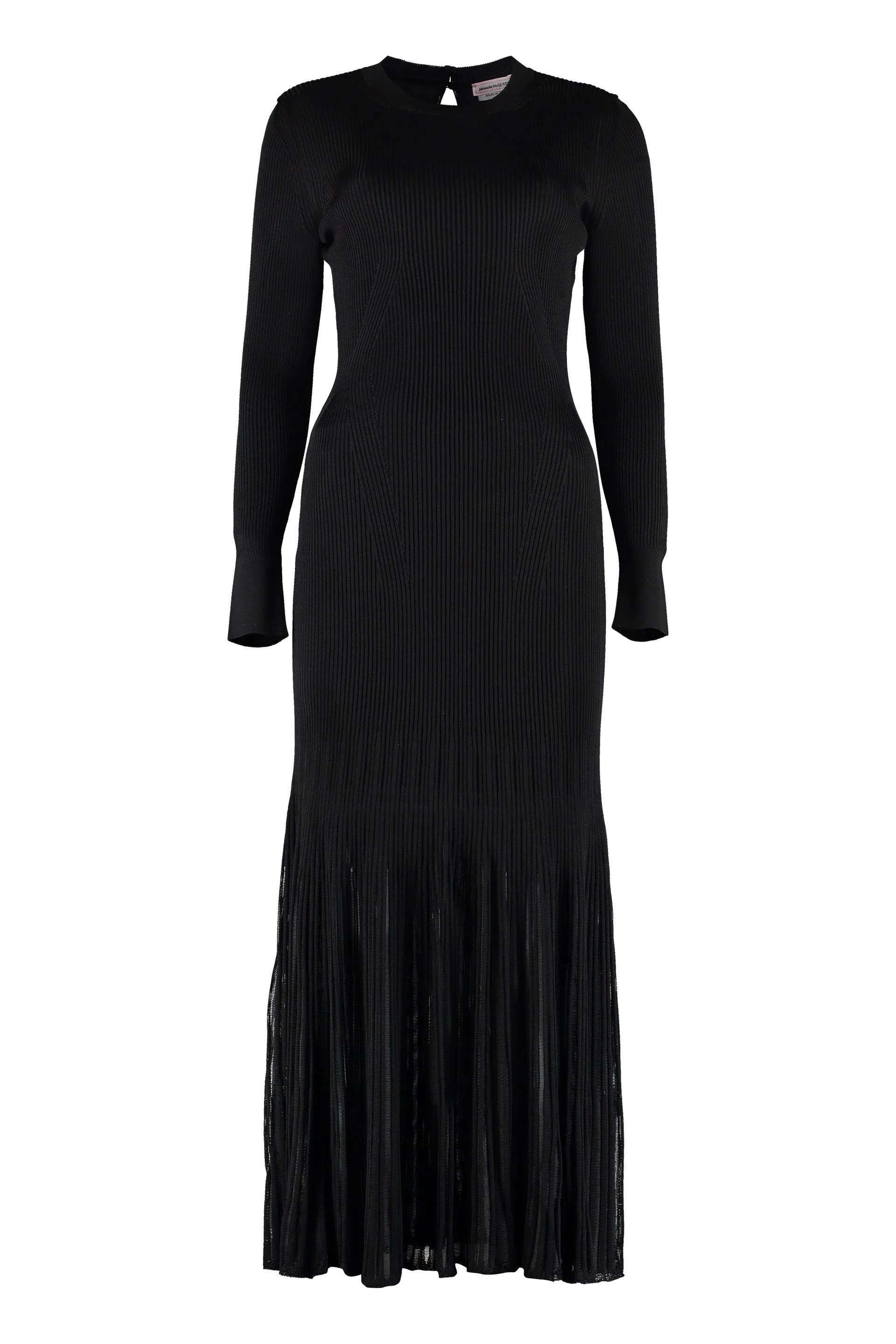 Alexander McQueen Pleated Long Sleeve Knit Dress