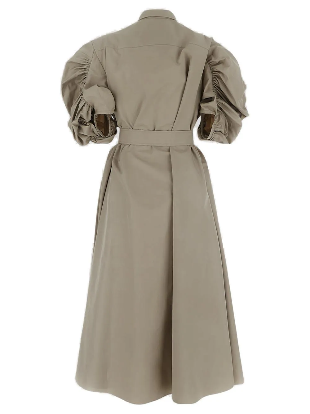 Alexander McQueen Puff Sleeved Flared Midi Shirt Dress