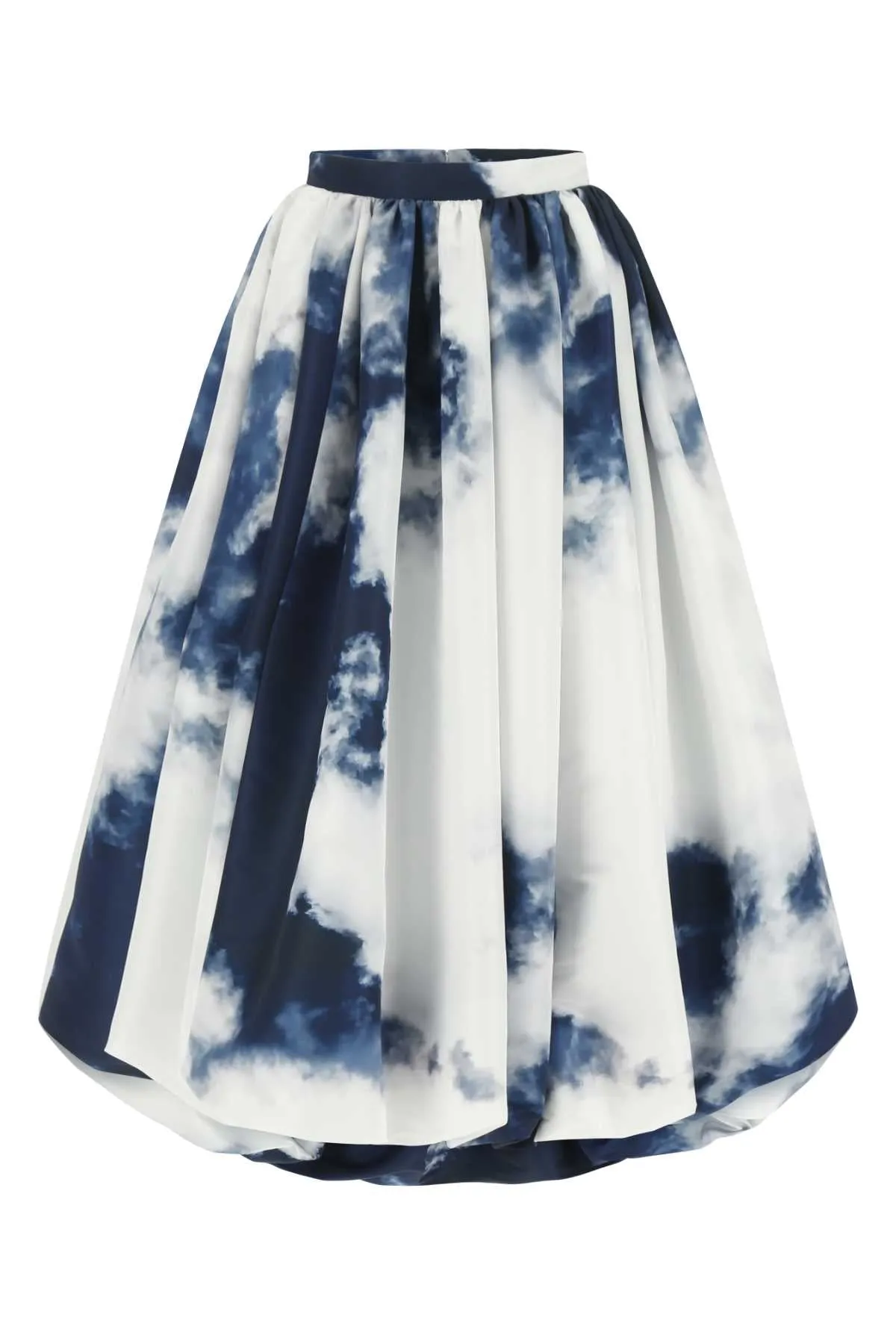 Alexander McQueen Sky-Printed High Waist Midi Skirt