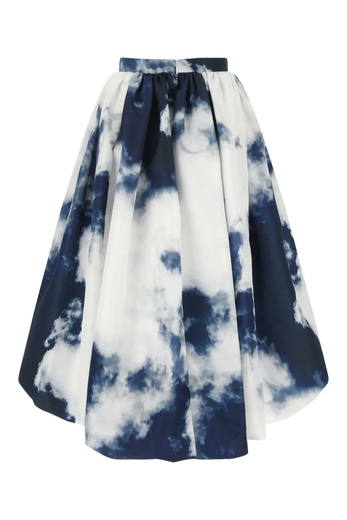 Alexander McQueen Sky-Printed High Waist Midi Skirt