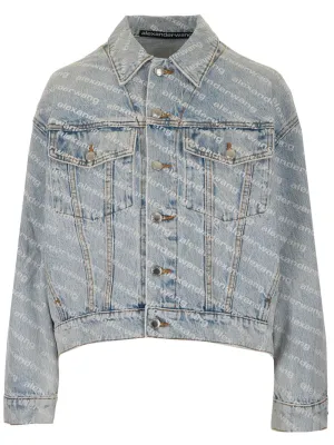 Alexander Wang Allover Logo Printed Denim Jacket