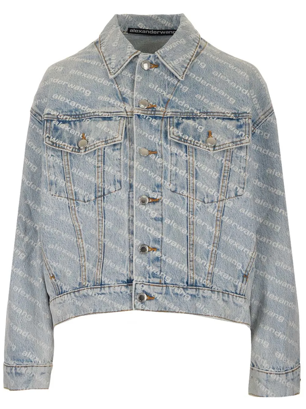 Alexander Wang Allover Logo Printed Denim Jacket