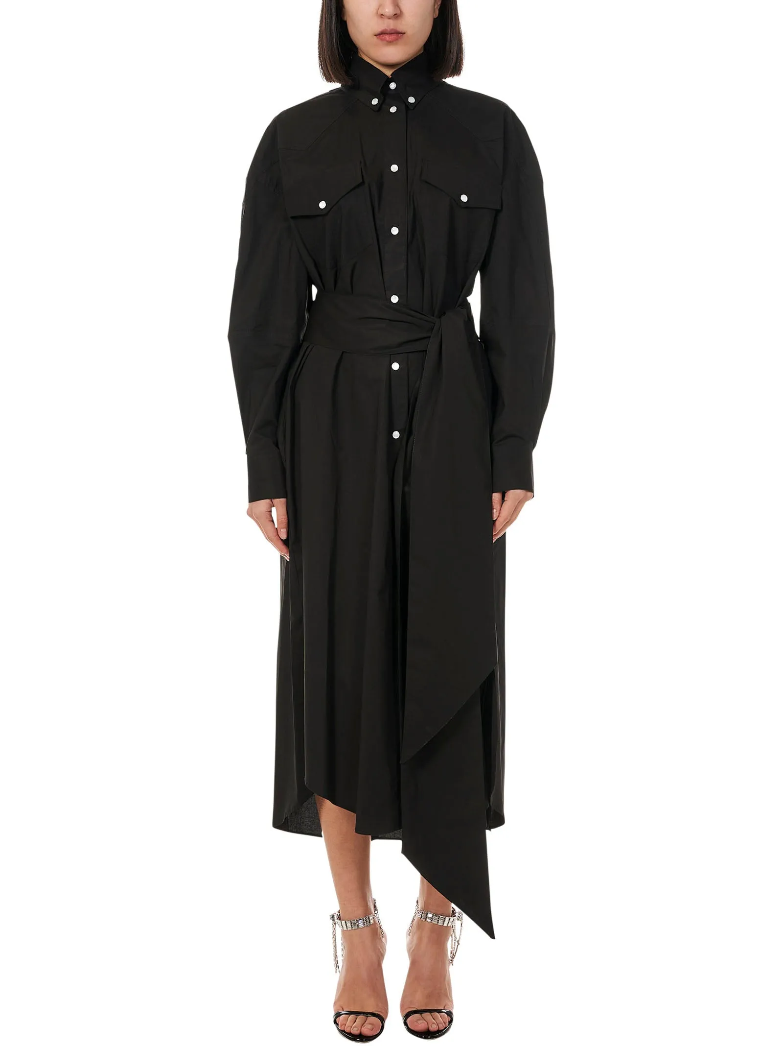 Alexandre Vauthier Tie-Waist Midi Shirt Dress