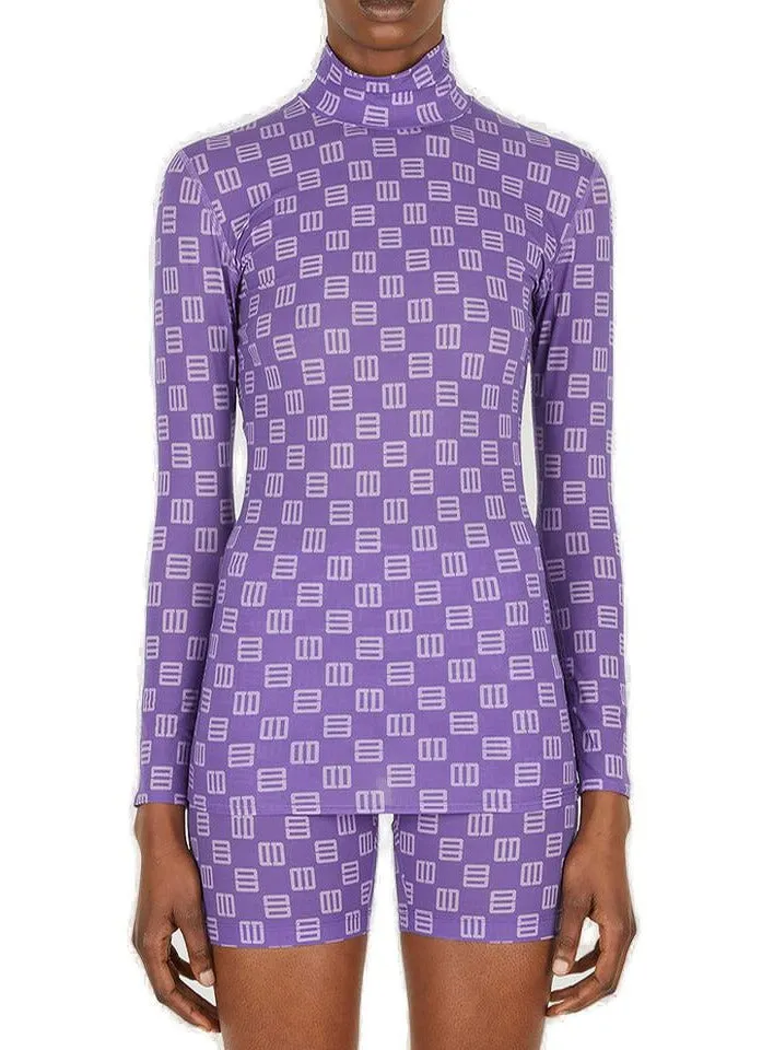 Ambush Allover Logo Printed Mockneck Top