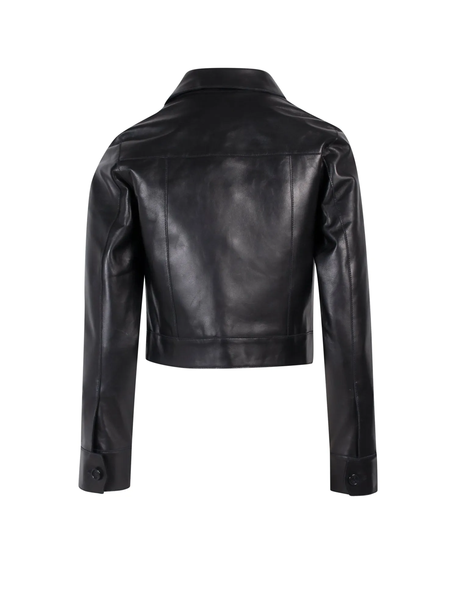 AMI Pocket Patched Buttoned Leather Jacket