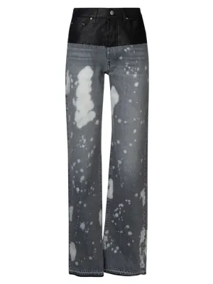 Amiri Bleach Effect Panelled Wide-Legged Jeans