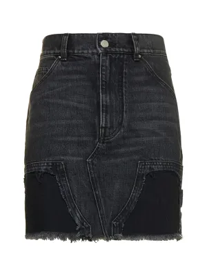 Amiri Frayed Edge Panelled Denim Mini Skirt
