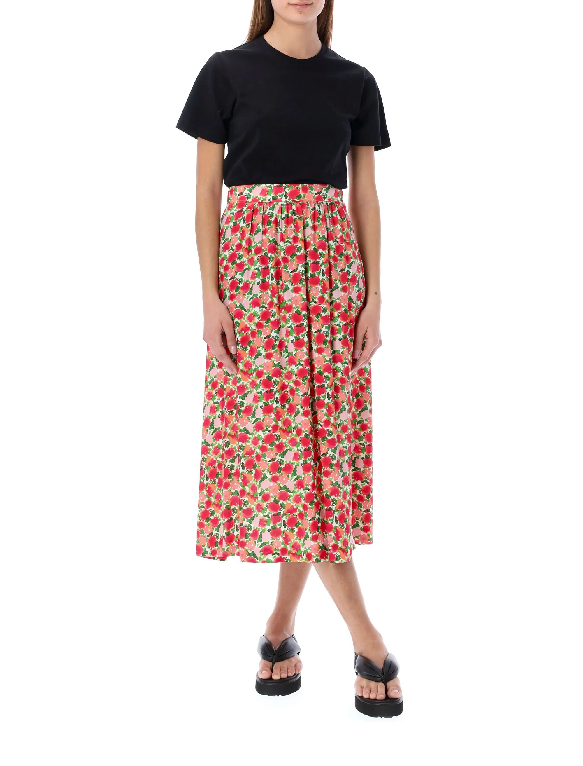 A.P.C. Ravena Floral Printed Midi Skirt
