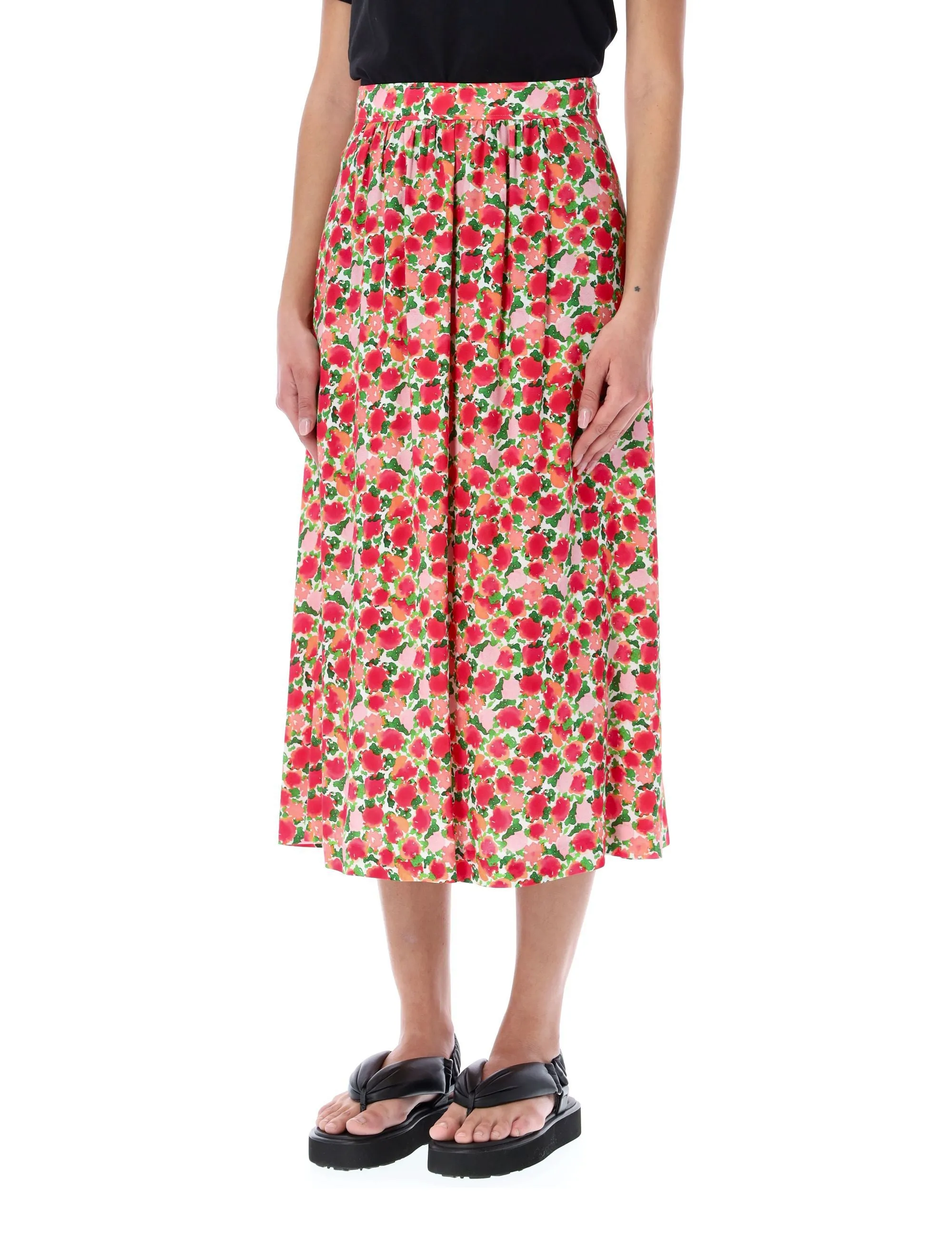 A.P.C. Ravena Floral Printed Midi Skirt
