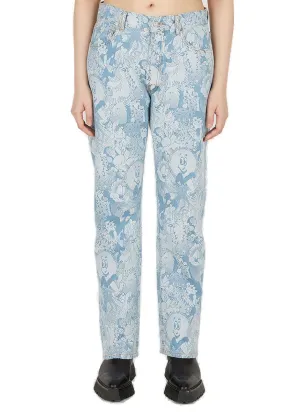 Aries Cartoon Lilly Graphic Printed Straight Leg Jeans
