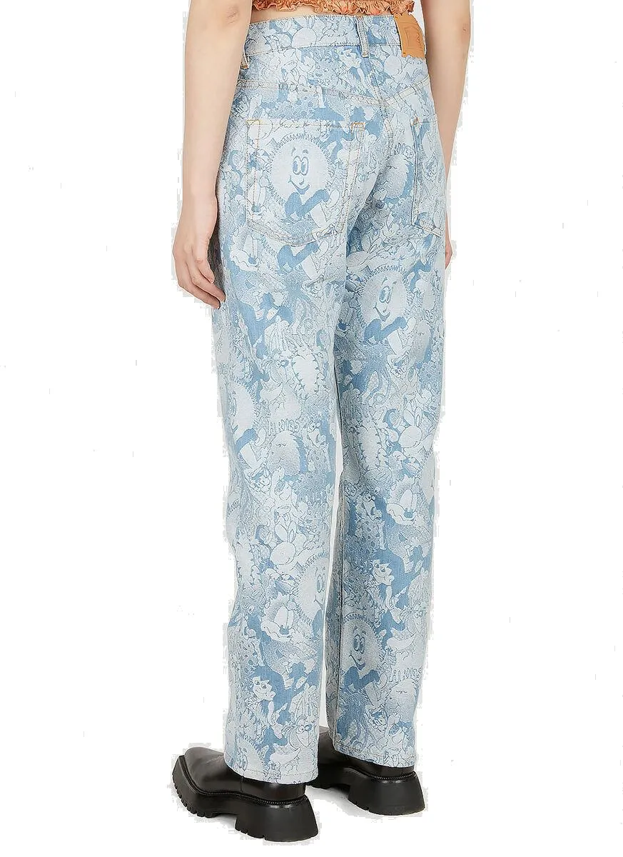 Aries Cartoon Lilly Graphic Printed Straight Leg Jeans